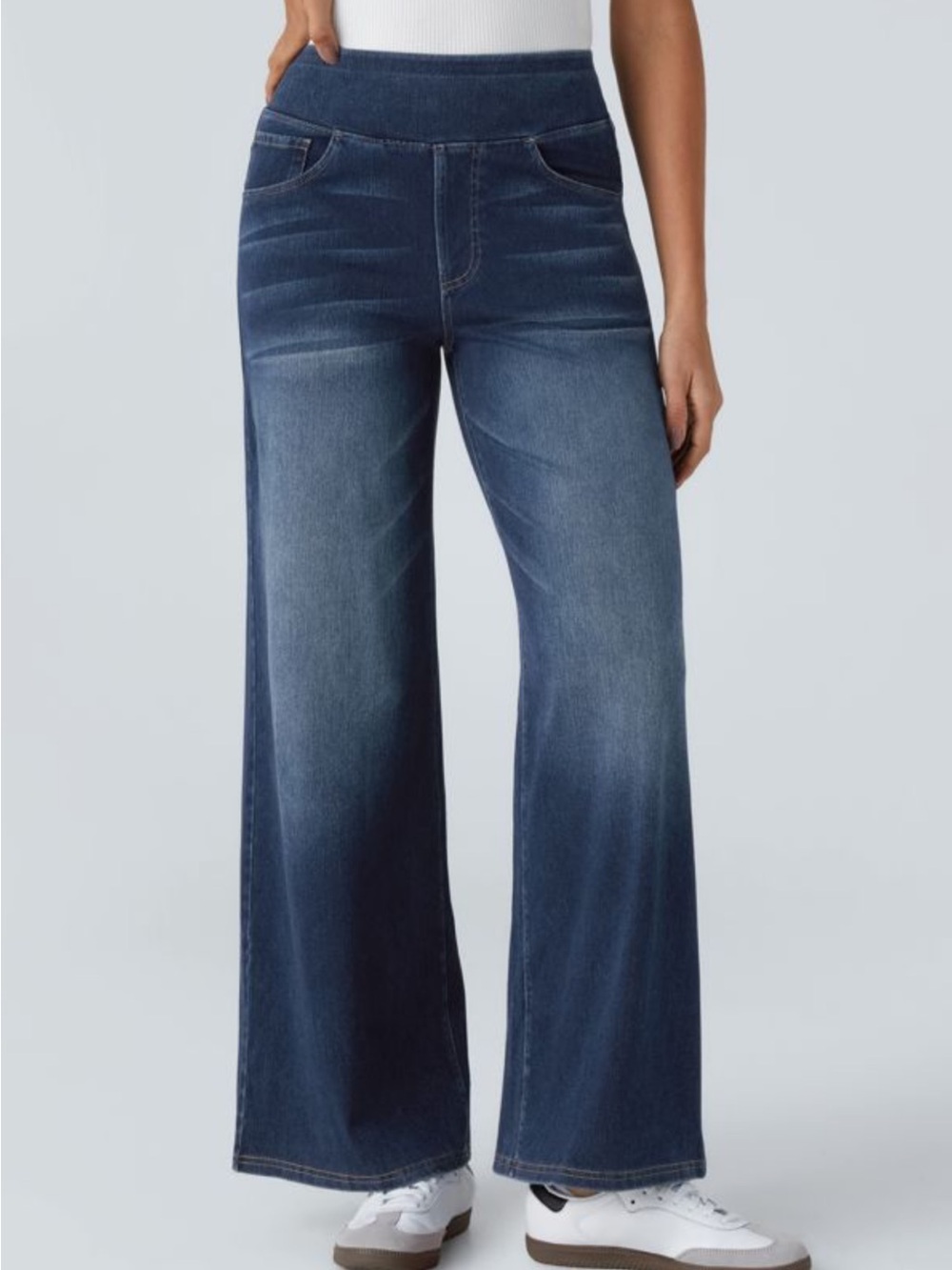 Halara Flex™ High Waisted Pockets Baggy
Wide Leg Washed Casual Jeans Large Long